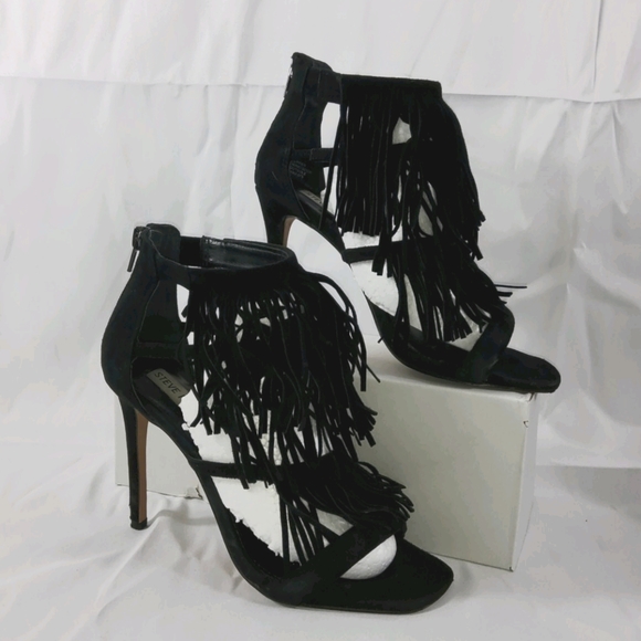 Steve Madden 🖤 "Fringly" Heel_ Black Size. 8 - Picture 1 of 8
